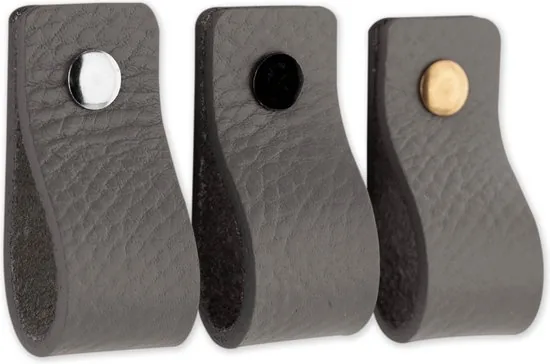 Leren handgrepen - Grijs - 4 stuks - 12,5 x 2,5 cm - incl. 3 kleuren schroeven - Grijze handgrepen leer - Leren meubelgreep thumbnail 7
