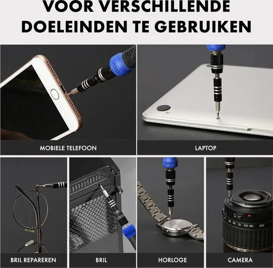 Brute Strength - 161 delige Precisie Schroevendraaierset Magnetisch - Universeel - Gereedschapset - Schroevendraaiers - Torx bitset - Mini schroevendraaier voor horloge en brillen thumbnail 2