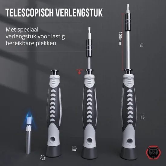 Brute Strength - 161 delige Precisie Schroevendraaierset Magnetisch - Universeel - Gereedschapset - Schroevendraaiers - Torx bitset - Mini schroevendraaier voor horloge en brillen thumbnail 5