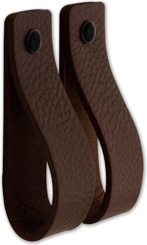 Leren handgrepen - Kastanje Bruin - 6 stuks - 20 x 2,5 cm - incl. 3 kleuren schroeven - Handgrepen leer - Leren meubelgreep thumbnail 6