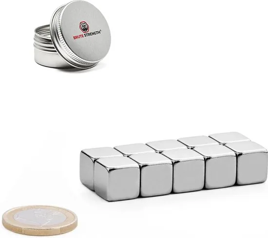 Brute Strength - Super sterke magneten - Vierkant - 10 x 10 x 10 mm - 10 Stuks - Geschikt voor radiatorfolie - Neodymium magneet sterk thumbnail 3