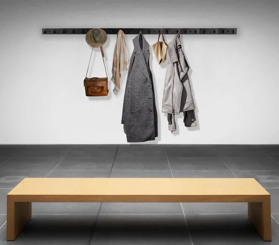 Brute Strength - RVS Lange Kapstok 21 - haaks - 144 cm - Mat Zwart - Wandkapstok - Hangende Design Muurkapstok thumbnail 3