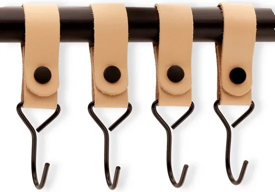 Brute Strength - Multifunctionele Haak Met Lederen Lus - Naturel - 12 stuks - Kapstokhaak - Kampeerhaak - Leer thumbnail 5