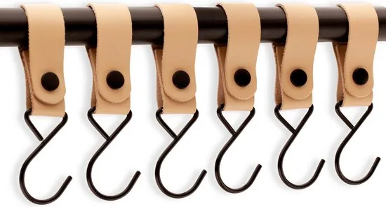 Brute Strength - Multifunctionele Haak Met Lederen Lus - Naturel - 12 stuks - Kapstokhaak - Kampeerhaak - Leer thumbnail 6