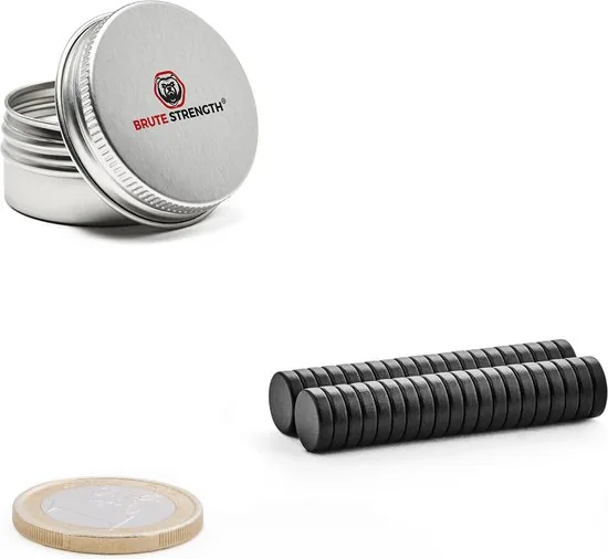 Brute Strength - Super sterke magneten - Rond - 8 x 2 mm - 40 Stuks - Zwarte magneten - Neodymium magneet sterk thumbnail 5