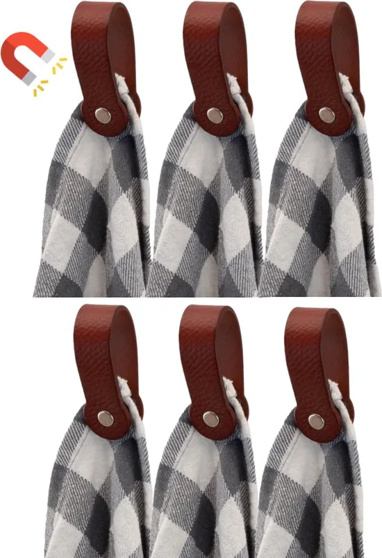 Brute Strength - Leren magneet theedoekhaak - Cognac - 6 stuks thumbnail 1