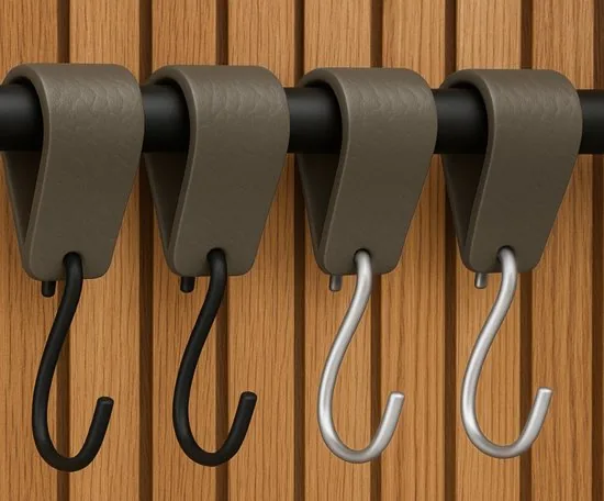 Brute Strength - Leren S-haak hangers - Grijs - 12 stuks - 12,5 x 2,5 cm - Zwart zilver - Leer thumbnail 6