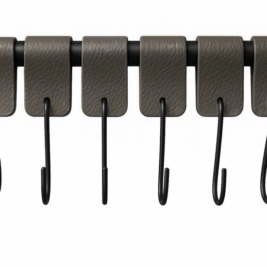 Brute Strength - Leren S-haak hangers - Grijs - 12 stuks - 12,5 x 2,5 cm - Zwart zilver - Leer thumbnail 11