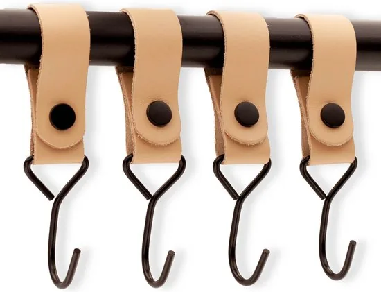 Brute Strength - Multifunctionele Haak Met Lederen Lus - Naturel - 2 stuks - Kapstokhaak - Kampeerhaak - Leer thumbnail 7