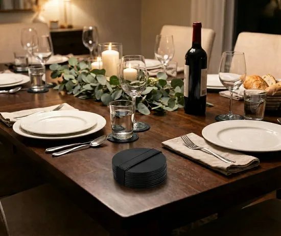 Brute Strength - Onderzetters voor glazen - Leer - Zwart - Rond - 14 stuks thumbnail 4