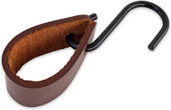 Brute Strength - Leren S-haak hangers - Cognac - 4 stuks - 12,5 x 2,5 cm - Zwart zilver - Leer thumbnail 7