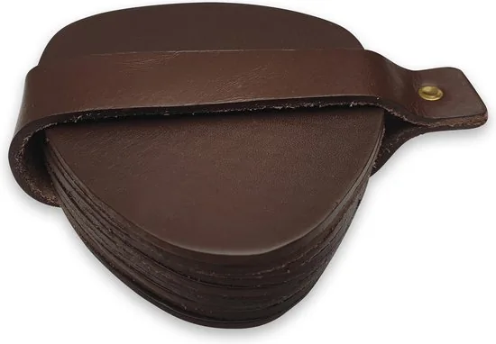 Brute Strength - Onderzetters voor glazen - Leer - Bruin - Semi-Rond - 10 stuks - Bruine leren onderzetters thumbnail 4