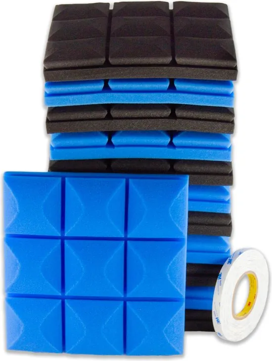 Brute Strength - Isolatieplaten - Inclusief zelfklevende tape - 30x30x5 cm - Mushroom - 12 stuks Zwart Blauw - Geluidsisolatie thumbnail 3