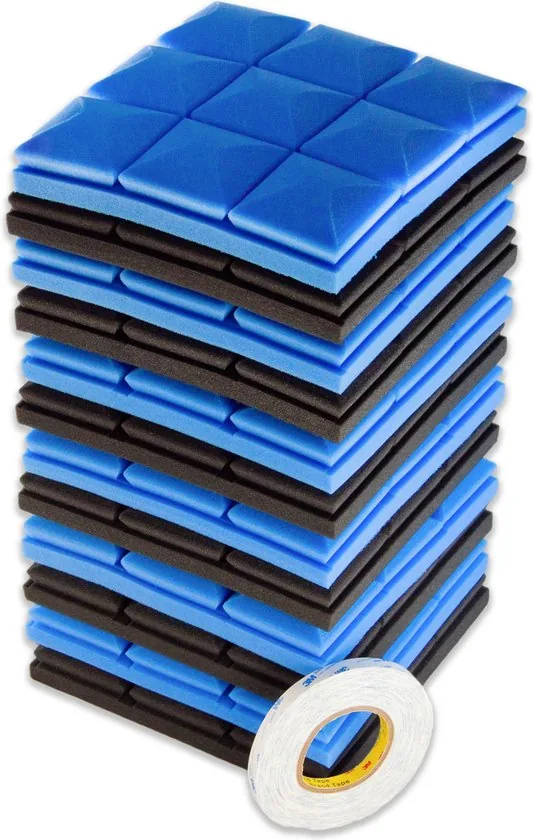 Brute Strength - Isolatieplaten - Inclusief zelfklevende tape - 30x30x5 cm - Mushroom - 12 stuks Zwart Blauw - Geluidsisolatie thumbnail 4