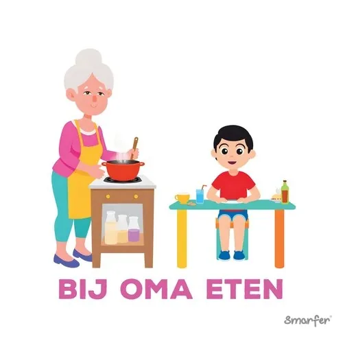 Pictogram - Bij oma eten