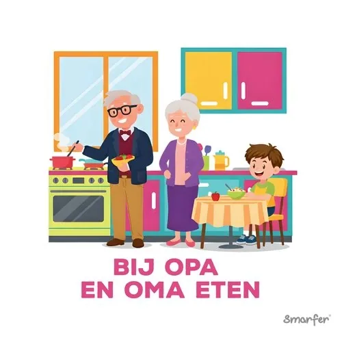 Pictogram - Bij opa en oma eten