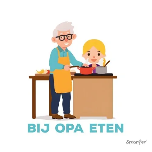 Pictogram - Bij opa eten